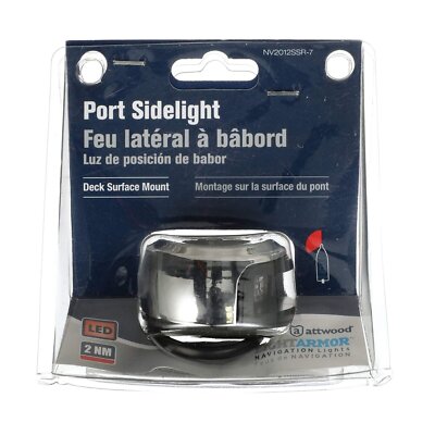 Attwood LightArmor Deck Mount Navigation Light - Stainless Steel - Port (red) - 2NM