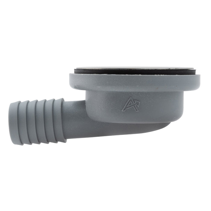 Ambassador Marine S00-0003-UP-R Drenaje de 2", Drenaje de piso de 95 grados, Perfil bajo, Espiga para manguera de 1" (Acabado ultraespejo)
