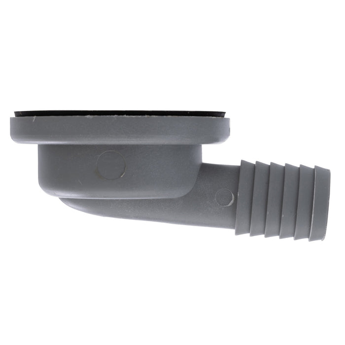 Ambassador Marine S00-0003-UP-R Drenaje de 2", Drenaje de piso de 95 grados, Perfil bajo, Espiga para manguera de 1" (Acabado ultraespejo)