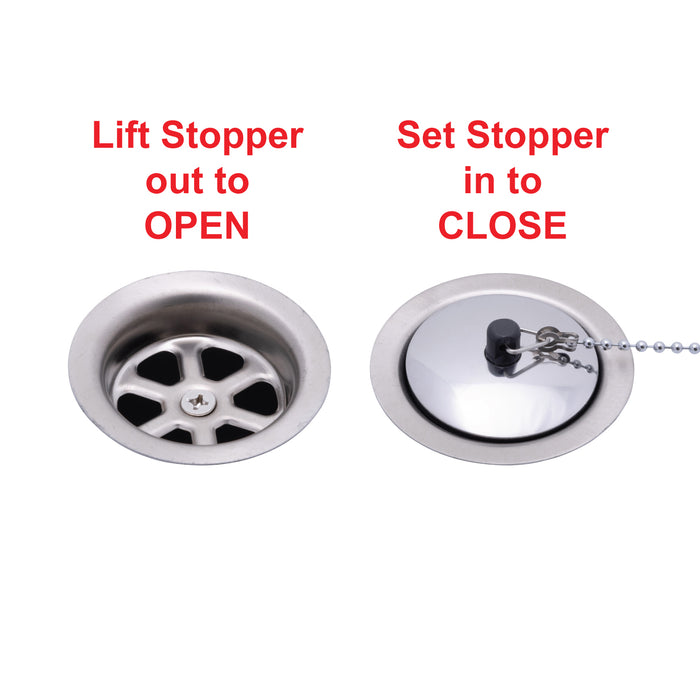 Ambassador Marine S00-0101-BP-R 2" Drain, 95 Degree Drain, Low Profile, 1" Hose Barb, w/Chain Stopper (Brushed Finish)