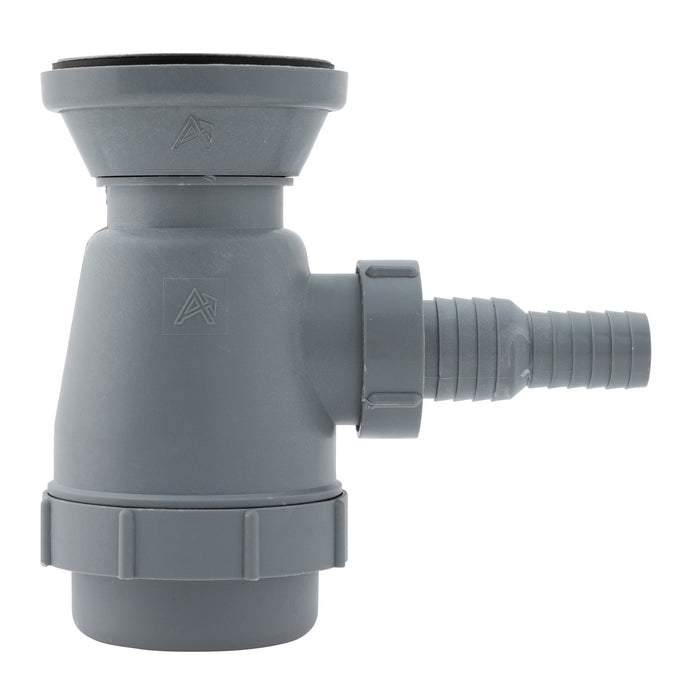 Ambassador Marine S00-0108-BP-R 2" Drain, Trap Sink Drain, 3/4" & 1" Hose Barb, w/Chain Stopper (Brushed Finish)