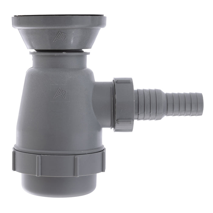 Ambassador Marine S00-0108-BP-R 2" Drain, Trap Sink Drain, 3/4" & 1" Hose Barb, w/Chain Stopper (Brushed Finish)