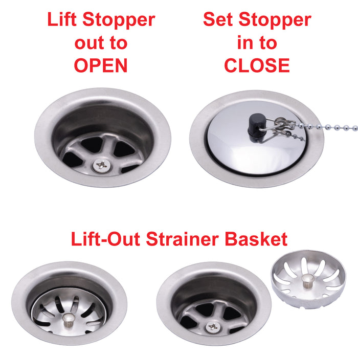 Ambassador Marine S00-1102-BP-R 2" Drain, 95 Degree Drain, Low Profile w/Strainer, 1" Hose Barb, w/Chain Stopper (Brushed Finish)