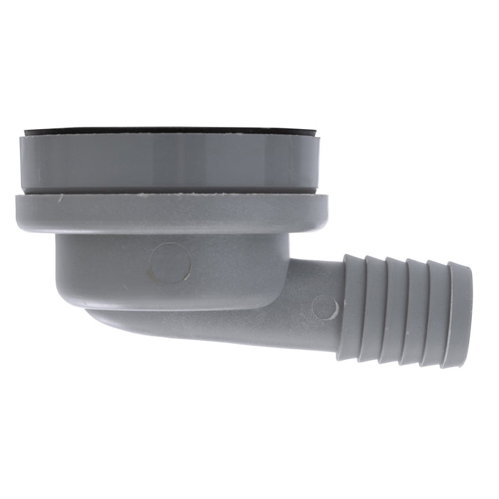 Ambassador Marine S00-1102-BP-R 2" Drain, 95 Degree Drain, Low Profile w/Strainer, 1" Hose Barb, w/Chain Stopper (Brushed Finish)