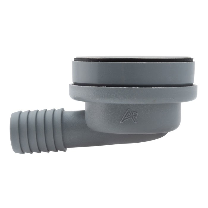 Ambassador Marine S00-1102-UP-R 2" Drain, 95 Degree Drain, Low Profile w/Strainer, 1" Hose Barb, w/Chain Stopper (Ultra-Mirror Finish)