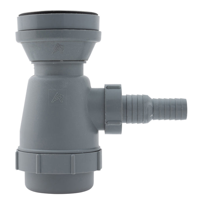 Ambassador Marine S00-1108-BP-R 2" Drain, Trap Sink Drain, 3/4" & 1" Hose Barb, w/Strainer, w/Chain Stopper (Brushed  Finish)