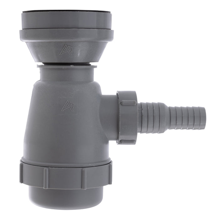 Ambassador Marine S00-1108-UP-R 2" Drain, Trap Sink Drain, 3/4" & 1" Hose Barb, w/Strainer, w/Chain Stopper (Ultra-Mirror Finish)