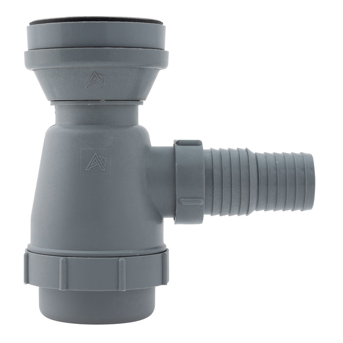 Ambassador Marine S00-1109-UP-R 2" Drain, Trap Sink Drain, 1 1/4" & 1 1/2" Hose Barb, w/Strainer, w/Chain Stopper (Ultra-Mirror Finish)