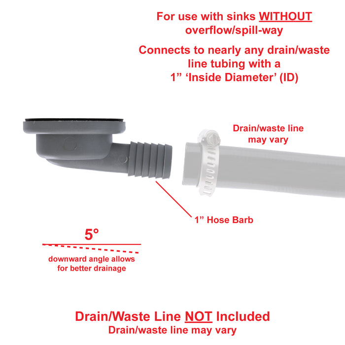 Ambassador Marine 1 1/2" Drain, 95 Degree Low Profile