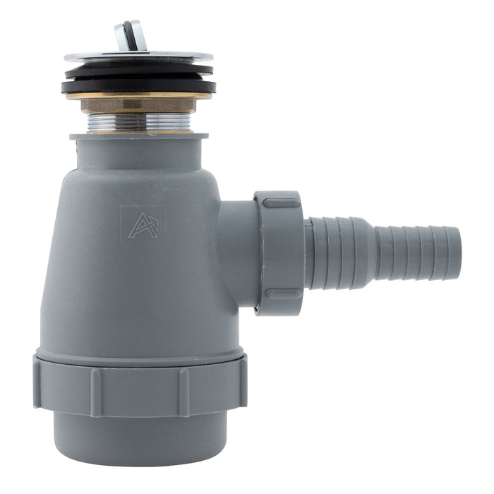 Ambassador Marine S01-0308-CP-R 1 1/2" Drain, Flip Trap Sink Drain (no Overflow), 3/4" & 1" Hose Barb (Chrome)