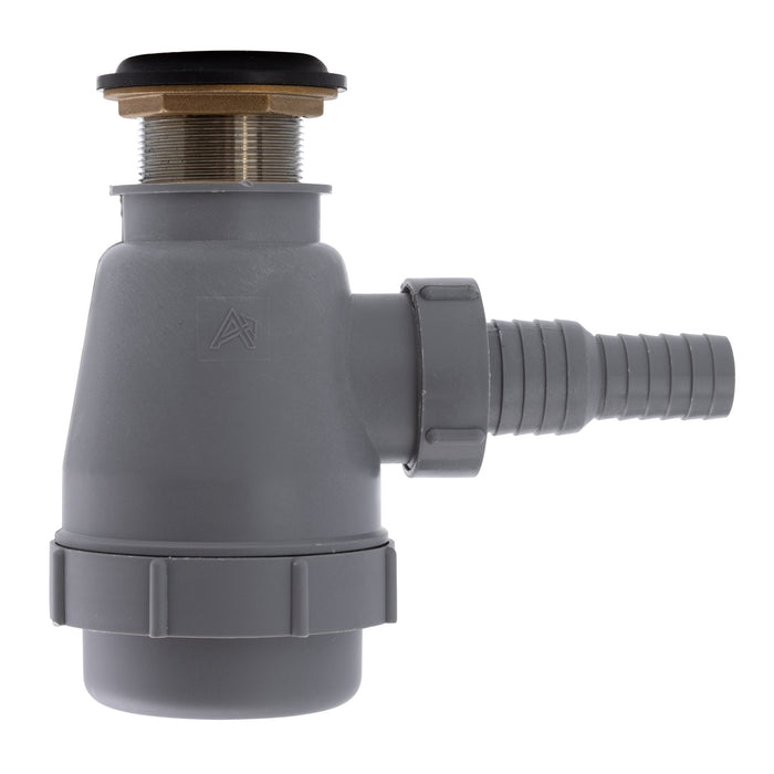 Ambassador Marine S01-0308-CP-R 1 1/2" Drain, Flip Trap Sink Drain (no Overflow), 3/4" & 1" Hose Barb (Chrome)