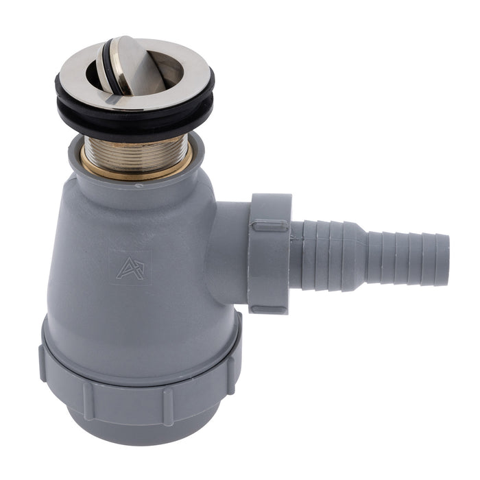 Ambassador Marine S01-0308-NP-R 1 1/2" Drain, Flip Trap Sink Drain (no Overflow), 3/4" & 1" Hose Barb (Brushed Nickel)