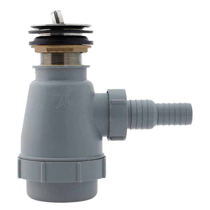 Ambassador Marine S01-0308-NP-R 1 1/2" Drain, Flip Trap Sink Drain (no Overflow), 3/4" & 1" Hose Barb (Brushed Nickel)