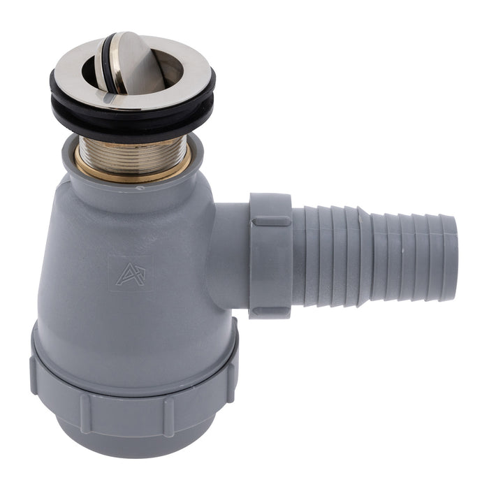 Ambassador Marine S01-0309-NP-R 1 1/2" Drain, Flip Trap Sink Drain (no Overflow), 1 1/4" & 1 1/2" Hose Barb (Brushed Nickel)