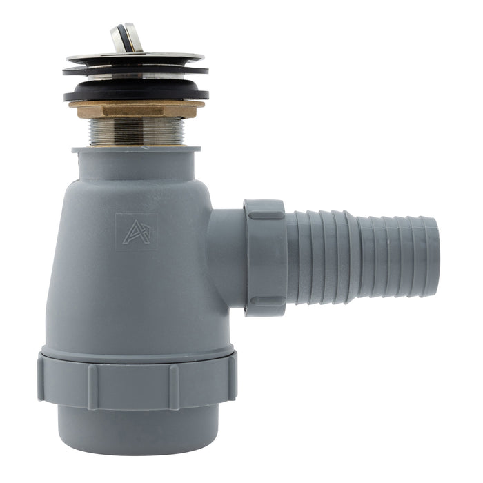 Ambassador Marine S01-0309-NP-R 1 1/2" Drain, Flip Trap Sink Drain (no Overflow), 1 1/4" & 1 1/2" Hose Barb (Brushed Nickel)