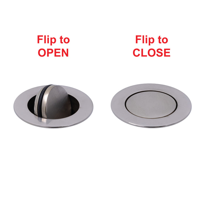 Ambassador Marine S01-0309-NP-R 1 1/2" Drain, Flip Trap Sink Drain (no Overflow), 1 1/4" & 1 1/2" Hose Barb (Brushed Nickel)