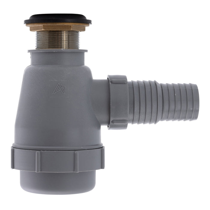 Ambassador Marine S01-0309-NP-R 1 1/2" Drain, Flip Trap Sink Drain (no Overflow), 1 1/4" & 1 1/2" Hose Barb (Brushed Nickel)