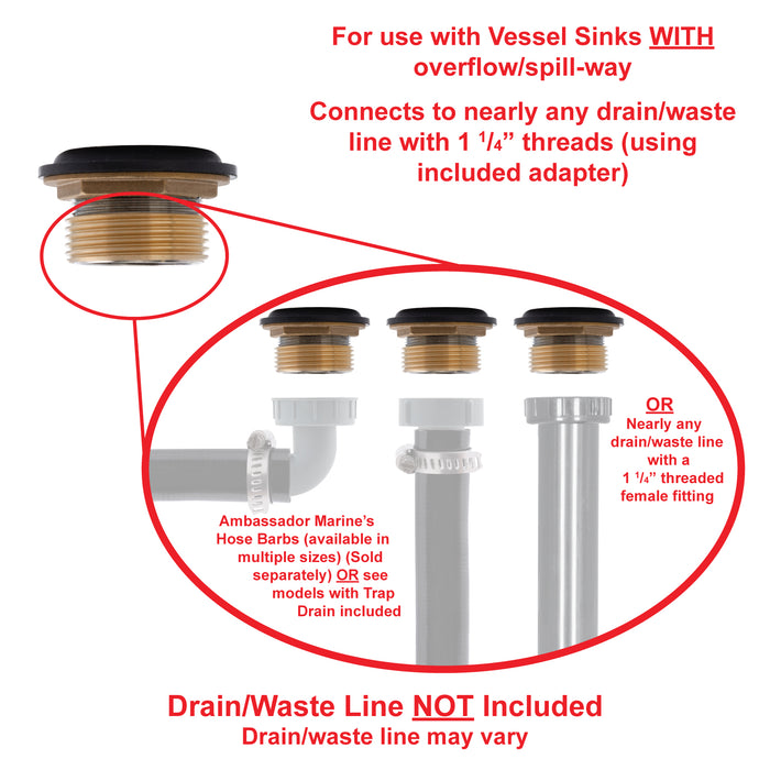 Ambassador Marine S01-0504 1 1/2" Flip Drain