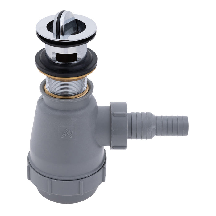 Ambassador Marine S01-0508-CP-R 1 1/2" Drain, Flip Trap Sink Drain (with Overflow), 3/4" & 1" Hose Barb (Chrome)