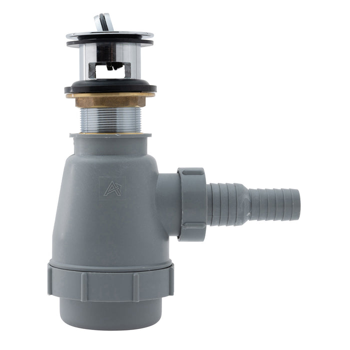 Ambassador Marine S01-0508-CP-R 1 1/2" Drain, Flip Trap Sink Drain (with Overflow), 3/4" & 1" Hose Barb (Chrome)
