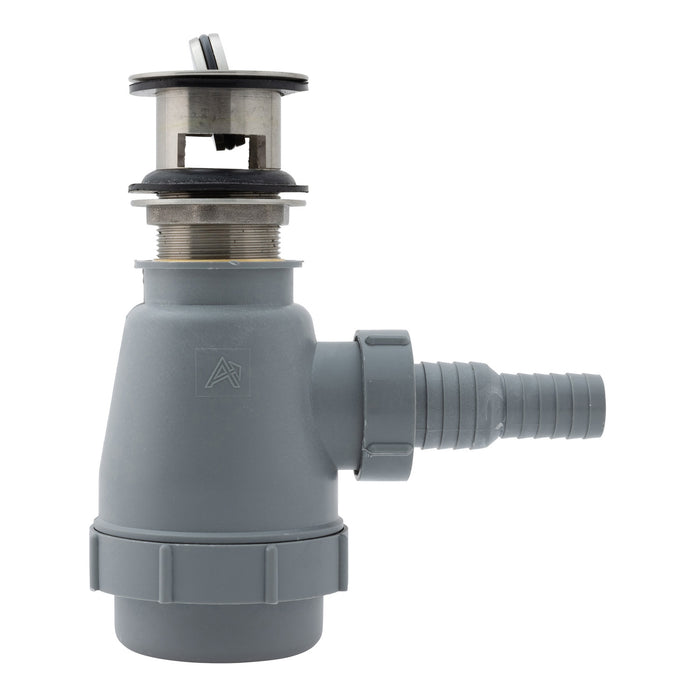 Ambassador Marine S01-0508-NP-R 1 1/2" Drain, Flip Trap Sink Drain (with Overflow), 3/4" & 1" Hose Barb (Brushed Nickel)