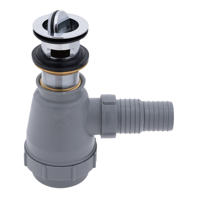 Ambassador Marine S01-0509-CP-R 1 1/2" Drain, Flip Trap Sink Drain (with Overflow), 1 1/4" & 1 1/2" Hose Barb (Chrome)