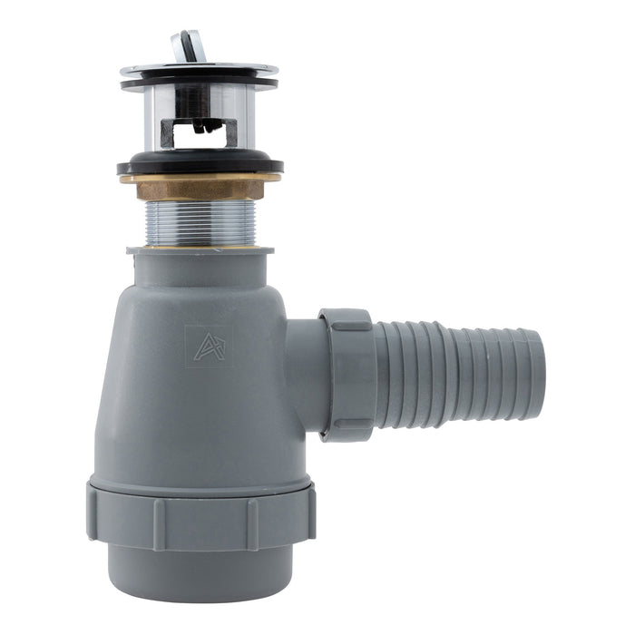 Ambassador Marine S01-0509-CP-R 1 1/2" Drain, Flip Trap Sink Drain (with Overflow), 1 1/4" & 1 1/2" Hose Barb (Chrome)