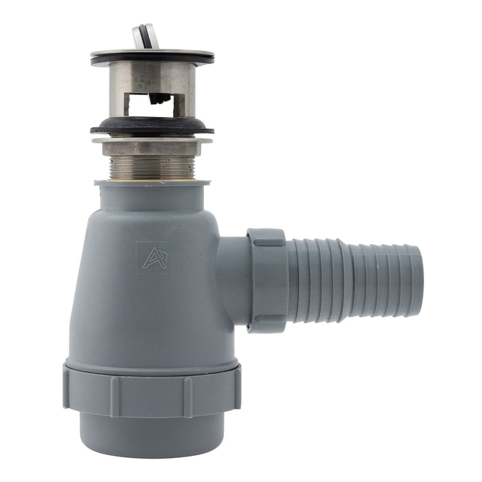 Ambassador Marine S01-0509-NP-R 1 1/2" Drain, Flip Trap Sink Drain (with Overflow), 1 1/4" & 1 1/2" Hose Barb (Brushed Nickel)
