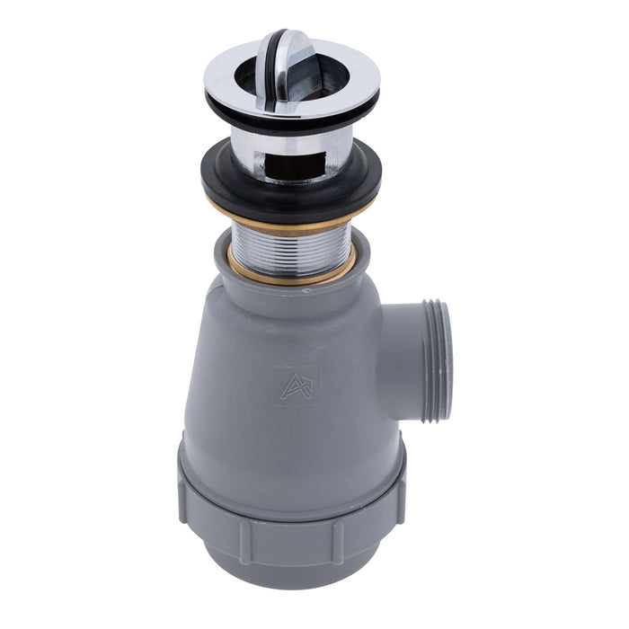 Embajador Marine S01-0516-CP-R de 1 1/2", desagüe de fregadero con sifón abatible (con rebosadero), rosca M de 1 1/4" (cromado)