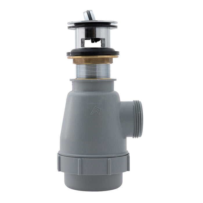 Embajador Marine S01-0516-CP-R de 1 1/2", desagüe de fregadero con sifón abatible (con rebosadero), rosca M de 1 1/4" (cromado)