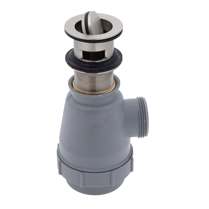Embajador Marine S01-0516-NP-R de 1 1/2", desagüe de fregadero con sifón abatible (con rebosadero), rosca M de 1 1/4" (níquel cepillado)