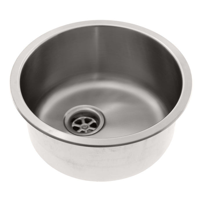 Ambassador Marine S14-2500-BR-R Cylinder Sink (Brushed Finish), 304 Stainless Steel, 2" Drain, SoundKOTE