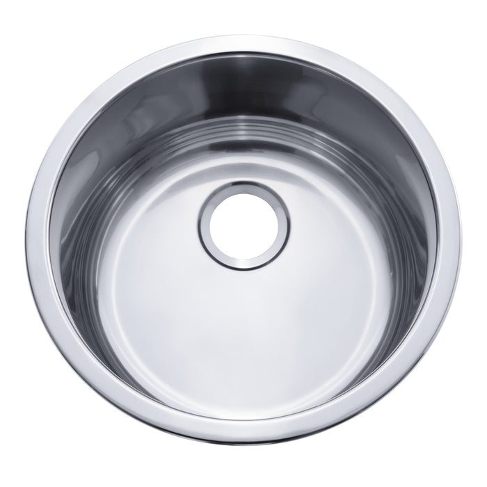 Ambassador Marine S14-2500-UM-R Cylinder Sink (Ultra-Mirror Finish), 304 Stainless Steel, 2" Drain, SoundKOTE