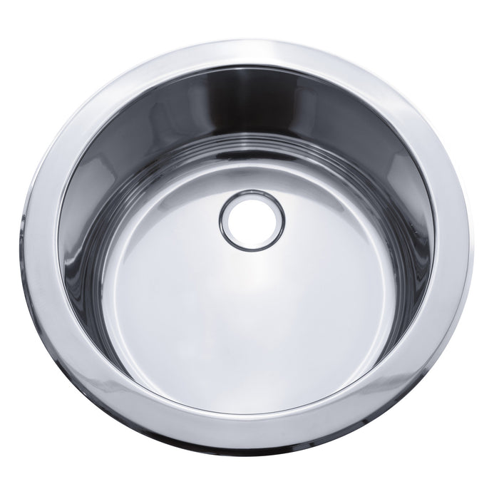 Ambassador Marine S14-2602-UM-R Cylinder Sink (Ultra-Mirror Finish), 304 Stainless Steel, 2" Drain, SoundKOTE