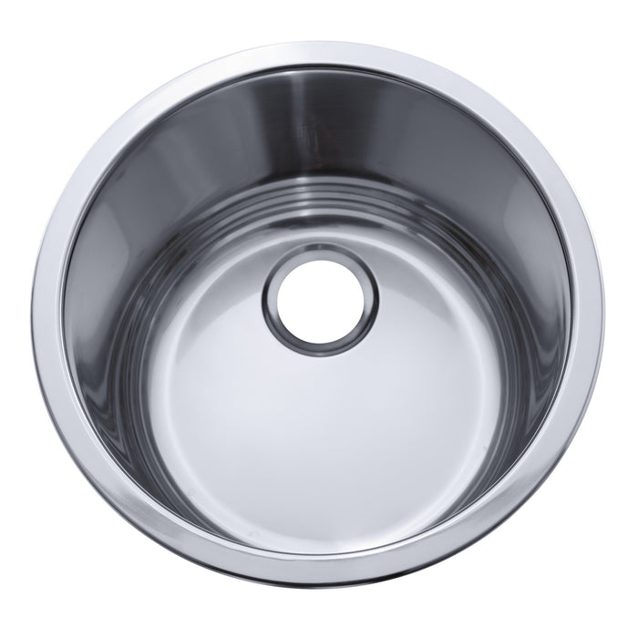Ambassador Marine S14-2700-UM-R Cylinder Sink (Ultra-Mirror Finish), 304 Stainless Steel, 2" Drain, SoundKOTE