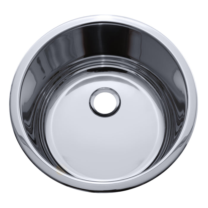 Ambassador Marine S14-2701-UM-R Cylinder Sink (Ultra-Mirror Finish), 304 Stainless Steel, 2" Drain, SoundKOTE