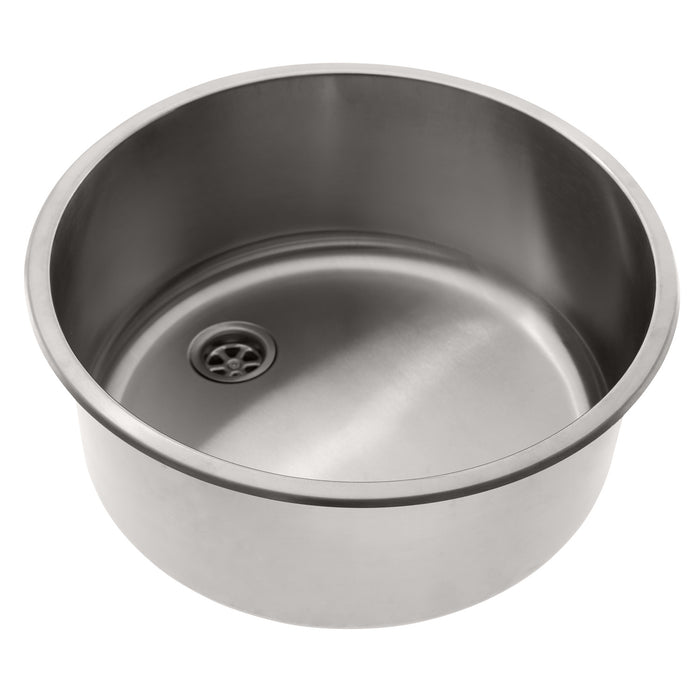 Ambassador Marine S14-2706-BR-R Cylinder Sink (Brushed Finish), 304 Stainless Steel, 2" Drain, SoundKOTE