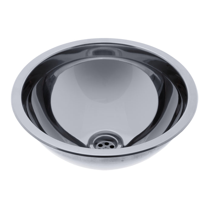 Ambassador Marine S24-6400-UM-R Half-Sphere Sink (Ultra-Mirror Finish), 304 Stainless Steel, 1 1/2" Drain, SoundKOTE