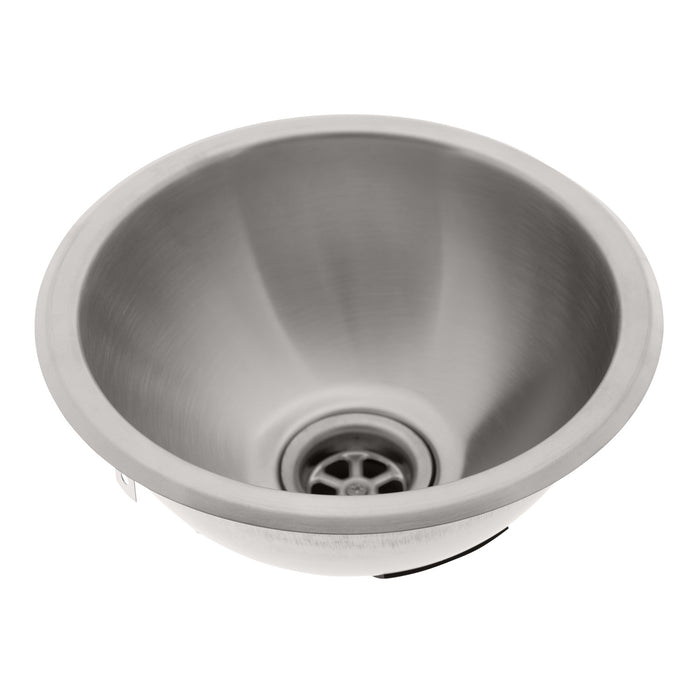 Fregadero de media esfera Ambassador Marine S26-1409-BR-R (acabado cepillado), acero inoxidable 304, desagüe de 2", SoundKOTE, con pestañas