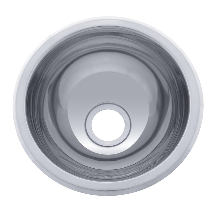 Ambassador Marine S26-1409-UM-R Half-Sphere Sink (Ultra-Mirror Finish), 304 Stainless Steel, 2" Drain, SoundKOTE, With Tabs