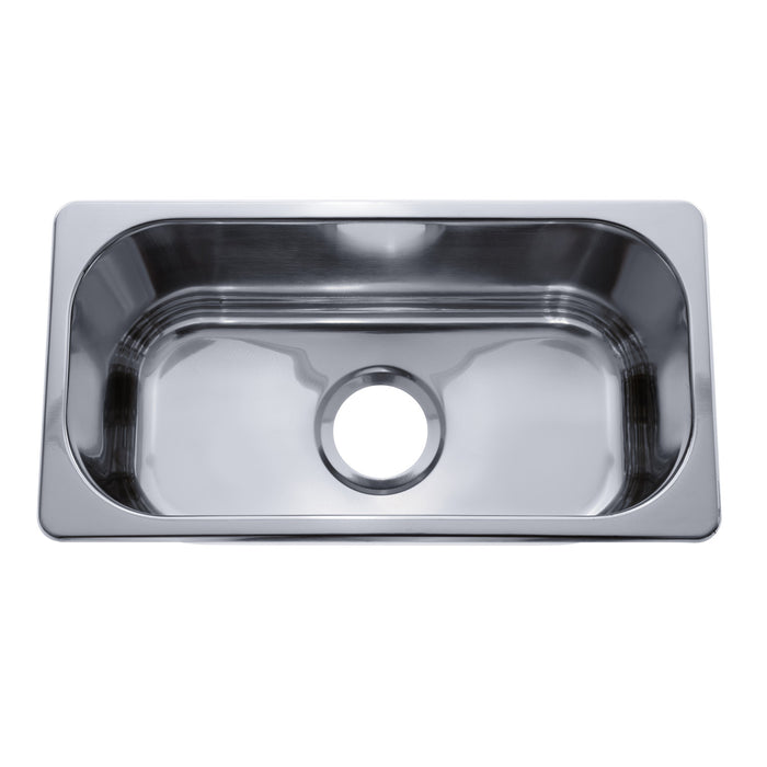 Ambassador Marine S44-1610-UM-R Rectangle Sink (Ultra-Mirror Finish), 304 Stainless Steel, 2" Drain, SoundKOTE