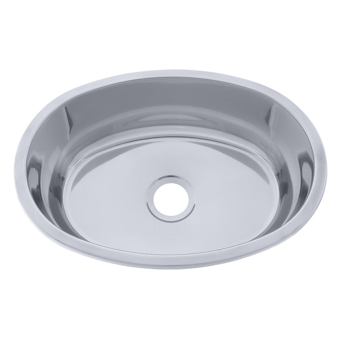 Ambassador Marine S64-1515-UM-R Oval Sink (Ultra-Mirror Finish), 304 Stainless Steel, 2" Drain, SoundKOTE