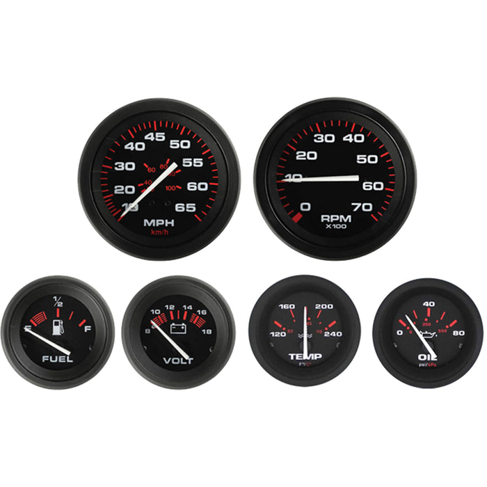 Sierra 68363P Amega Signature Series 6-Gauge Set, For Inboard/Sterndrive, Tach/Speedo/Volt/Fuel/Temp/Oil