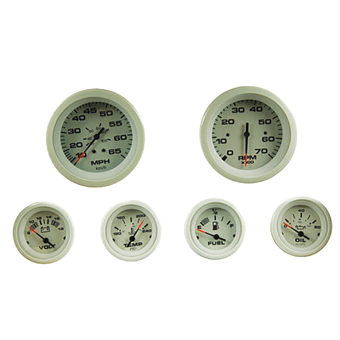 Sierra 68388P Arctic Series White 6-Gauge Set, For Inboard/Sterndrive, Tach/Speedo/Volt/Fuel/Temp/Oil