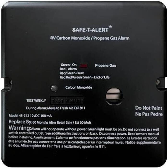 MTI Industries 45-742-BL Safe t Alert 45 Series Dual Carbon Monoxide / Propane, Alarm, Black