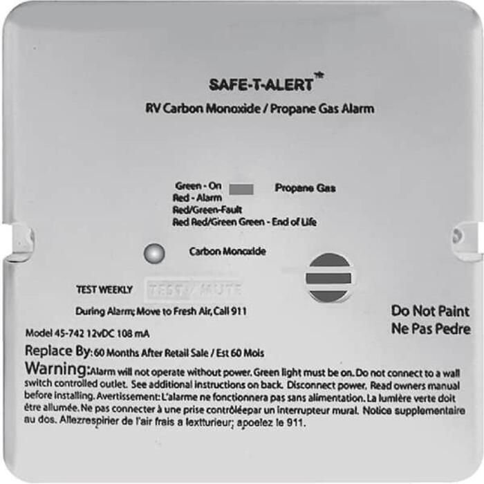 MTI Industries 45-742-WT Safe t Alert 45 Series Dual Carbon Monoxide / Propane, Alarm, White
