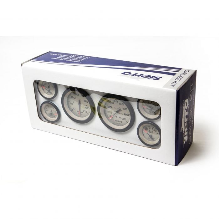 Sierra 65485P Sahara Series 6-Gauge Set for Inboard/Stern Drive, Tachometer, Speedometer, Voltmeter, Oil, Temp, & Oil Pressure Gauges