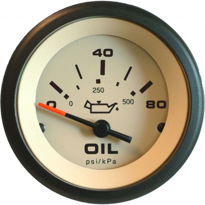 Sierra 59705P Sahara Series Oil Gauge, 2" Black & Tan, 0-80 PSI Dial, Requires "C" Sender Code
