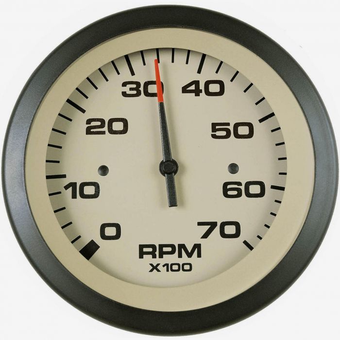 Sierra 59703P Sahara Series 3" Tachometer, 0-7,000 RPM, Black & Tan, with Outboard Alternator or Coil Sender Code