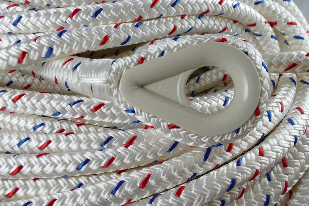 Samson Rope 6.05024E+11 Samson Rope 605024010083 Samson 605024010083, Harbormaster Anchor Line, 3/8" x 100', White w/Red & Blue Tracer
